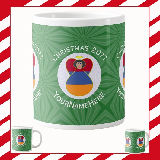 Armeense engel kerst vlag gepersonaliseerd grote koffiekop