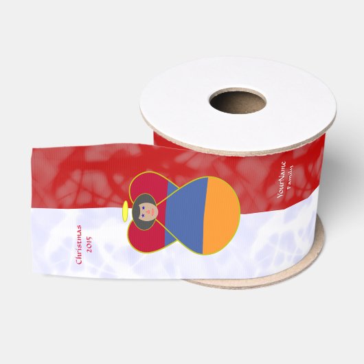 Armeense Engel Vlag Rood Wit Gepersonaliseerde Tek Grosgrain Lint (Spoel)