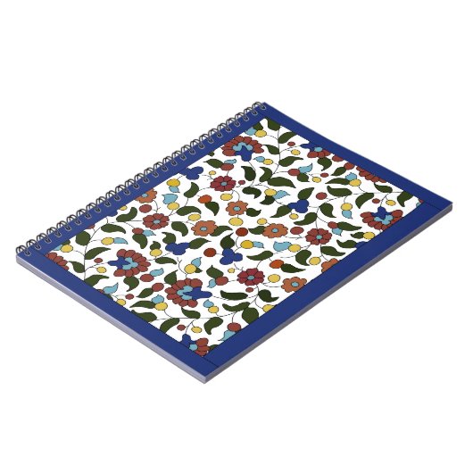 Armeense Floral Print - Navy Blue & White Notitieboek (Linkerzijde)