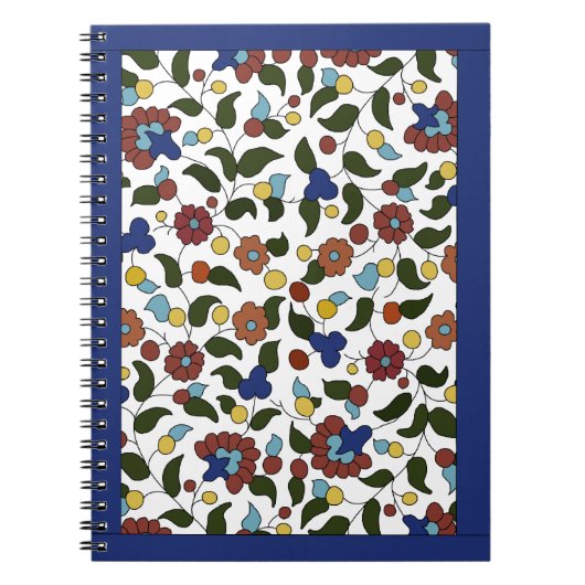 Armeense Floral Print - Navy Blue & White Notitieboek (Voorkant)