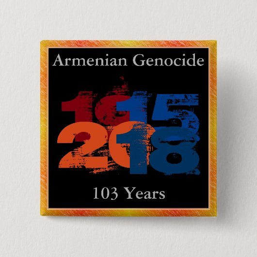 Armeense Genocide Knop Vierkante Button 5,1 Cm (Voorkant)