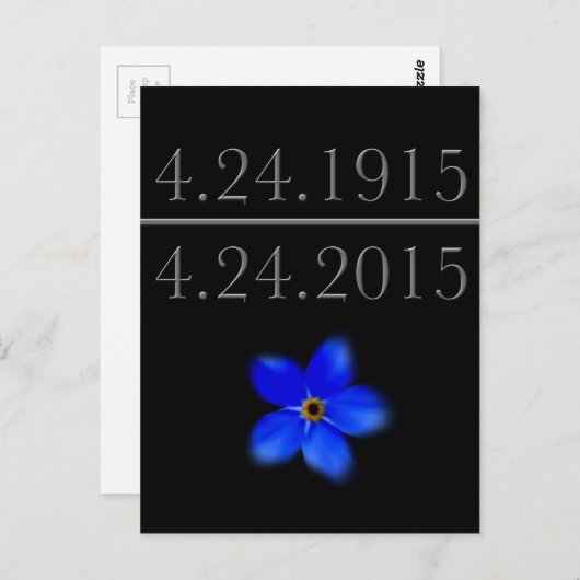 Armeense genocide vergeet me niet briefkaart (Voorkant / Achterkant)