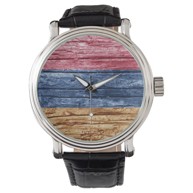 Armeense houten vlag horloge (Voorkant)