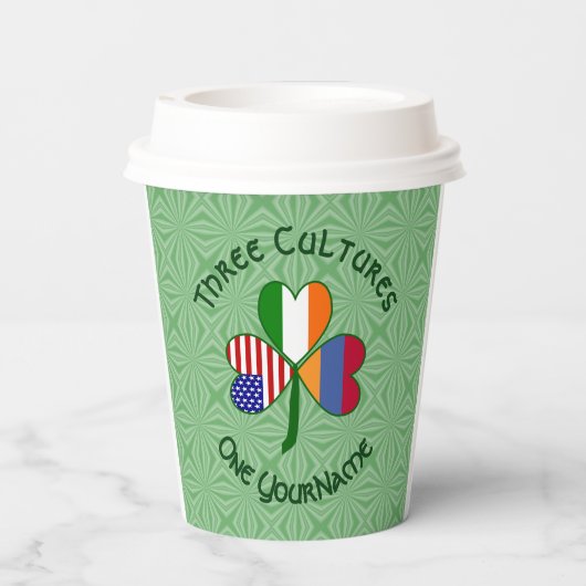 Armeense Iers-Amerikaanse Shamrock-vlag gepersonal Papieren Bekers (Achterkant)