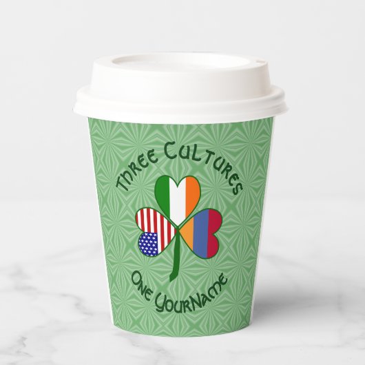 Armeense Iers-Amerikaanse Shamrock-vlag gepersonal Papieren Bekers (Voorkant)