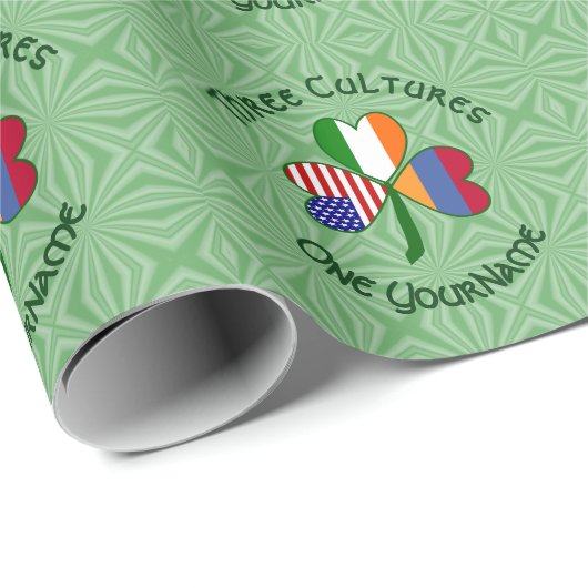 Armeense Ierse Amerikaanse vlaggen Shamrock person Cadeaupapier (Rol Hoek)