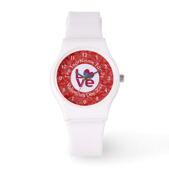 Armeense rode letters HOUDEN wit op rood Horloge (Voorkant)