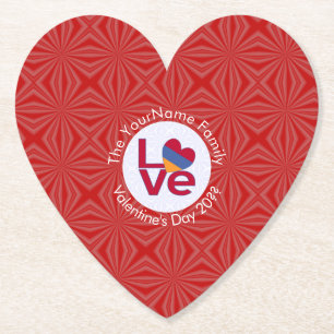 Armeense rode letters LOVE Flag gepersonaliseerd Kartonnen Onderzetters