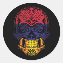 Armeense schedel en Rozen vlag Ronde Sticker