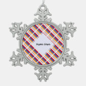 Armeense Tegels met de Armeense vlag en Jouw naam  Tin Sneeuwvlok Ornament (Voorkant)
