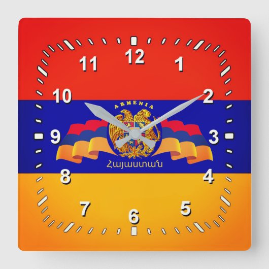Armeense vlag ( կ ) ա , յ ) Acrylaat ա Vierkante Klok (Voorkant)