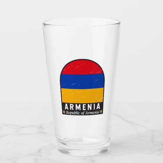 Armeense vlag Embleem Verstoorde Vintage Glas (Voorkant)