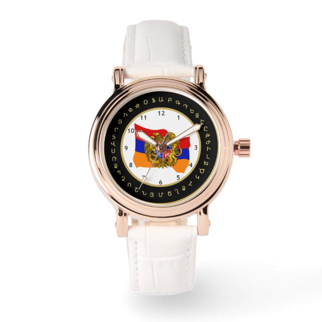 Armeense vlag en alfabet eWatch Horloge (Voorkant)