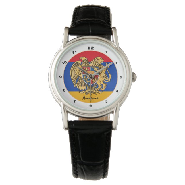 Armeense vlag en Armeense trendy mode /design Wat Horloge (Voorkant)