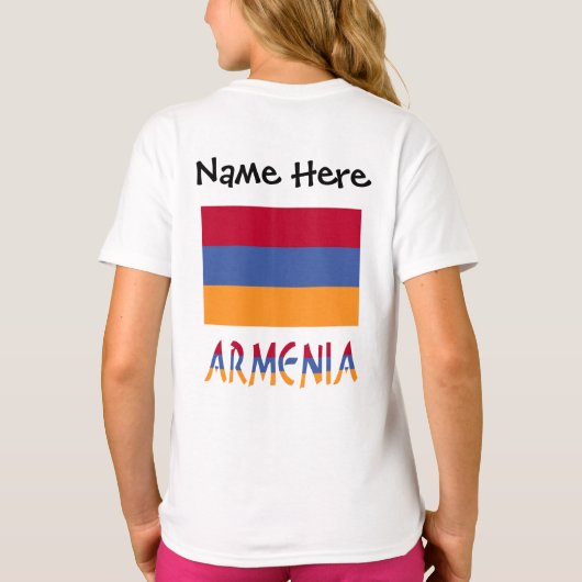 Armeense vlag en Armeense vlag met Jouw naam T-shirt (Achterkant)