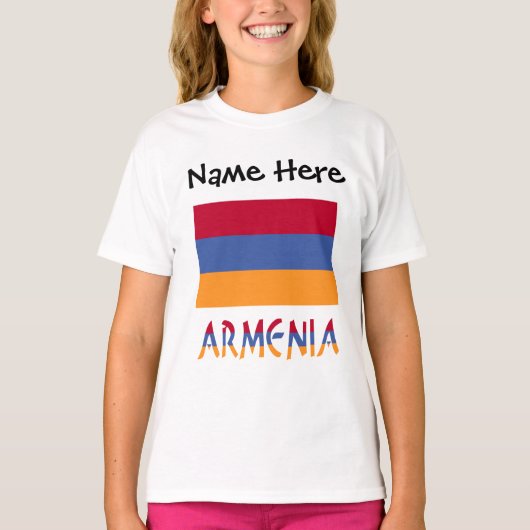 Armeense vlag en Armeense vlag met Jouw naam T-shirt (Voorkant)