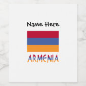 Armeense vlag en Armeense vlag met Jouw naam Wijn Etiket (Enkel label)
