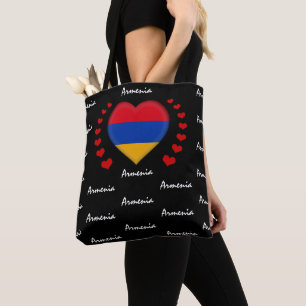 Armeense vlag en hart, Armeense vlag mode/sport Tote Bag