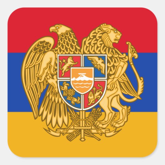 Armeense Vlag en Wapen, Vlag van Armenië Vierkante Sticker (Voorkant)