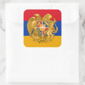 Armeense Vlag en Wapen, Vlag van Armenië Vierkante Sticker (Tas)