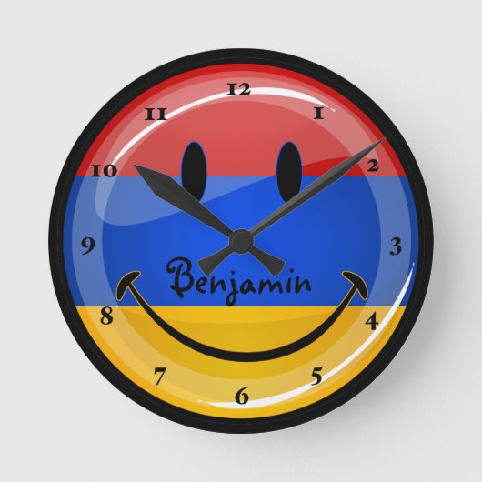 Armeense vlag glimlachen ronde klok (Voorkant)