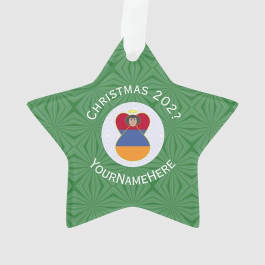 Armeense vlag kerst engel gepersonaliseerd ornament (achterkant)