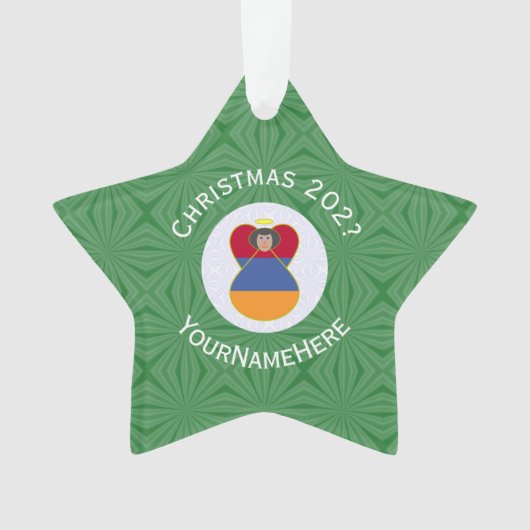 Armeense vlag kerst engel gepersonaliseerd ornament (voorkant)