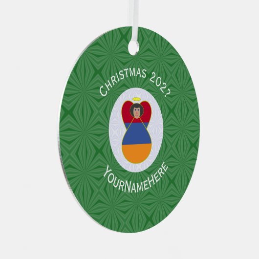 Armeense vlag - kerstangel - jaar metalen ornament (Voorkant Rechts)