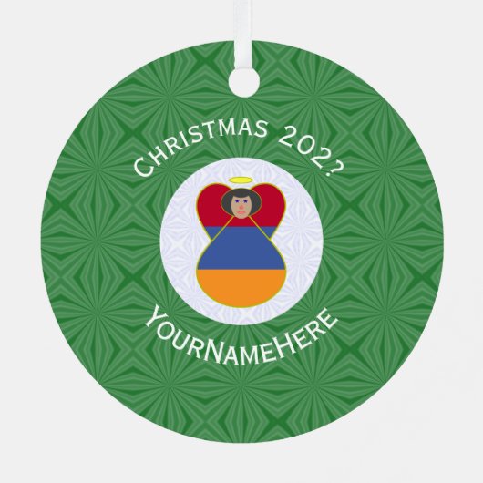 Armeense vlag - kerstangel - jaar metalen ornament (Achterkant)