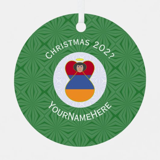 Armeense vlag - kerstangel - jaar metalen ornament (Voorkant)