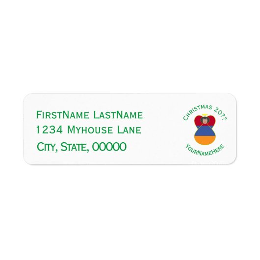 Armeense vlag Kerstengel retouradres Etiket (Voorkant)