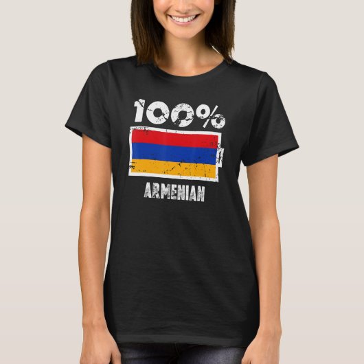 Armeense vlag ondersteunt 100 Armeense batterijvoe T-shirt (Voorkant)