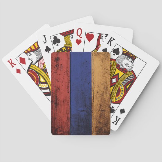 Armeense vlag op de oude houten korrel speelkaarten (Achterkant)