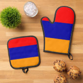 Armeense Vlag Oven Mitt en Pothouders Ovenwant & Pannenlap Set (Top down)