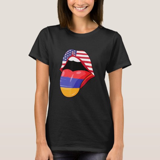 Armeense VSA trots lippen vlag trots Armenië Ameri T-shirt (Voorkant)