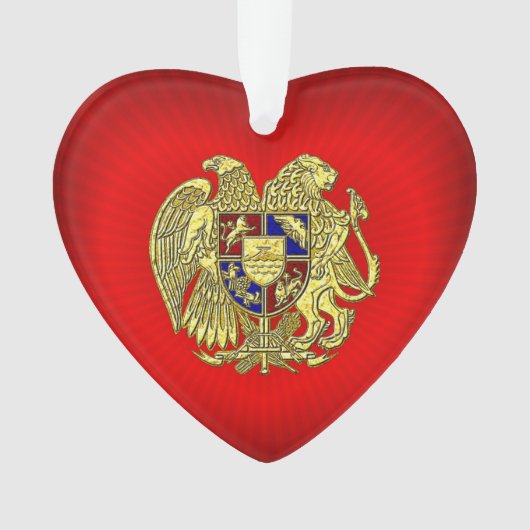 Armeense wapenstilstand Gold Red Heart Ornament (voorkant)