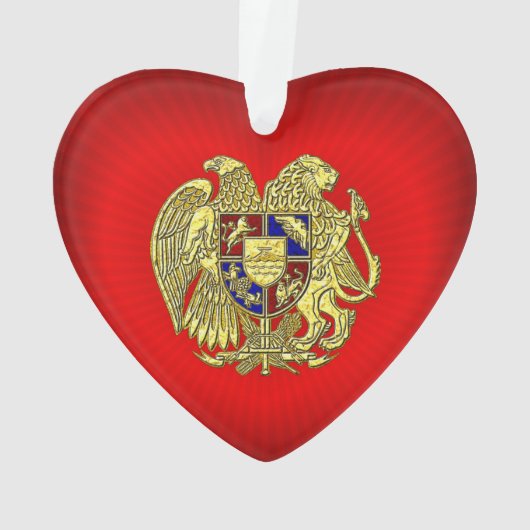 Armeense wapenstilstand Gold Red Heart Ornament (achterkant)