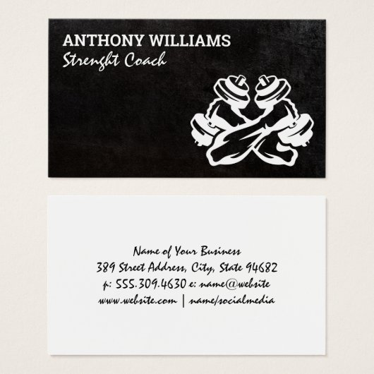 Armen buigen met halters  visitekaartje (Voorkant /achterkant)