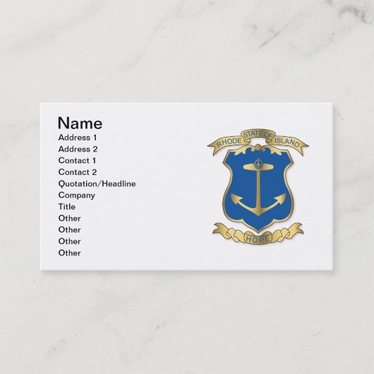Armen van de staat Rhode Island Visitekaartje (Voorkant)