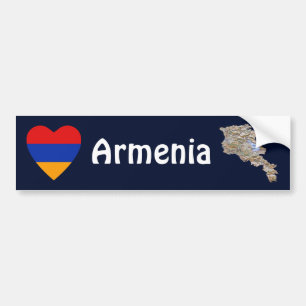Armenia Flag Heart + Map Bumpersticker