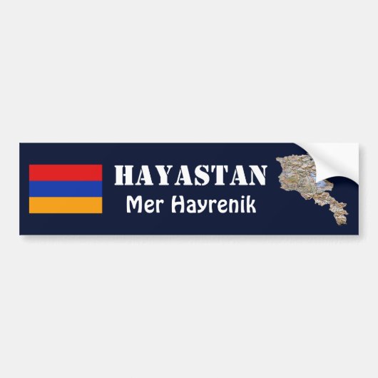 Armenia Flag + Map Bumpersticker (Voorkant)