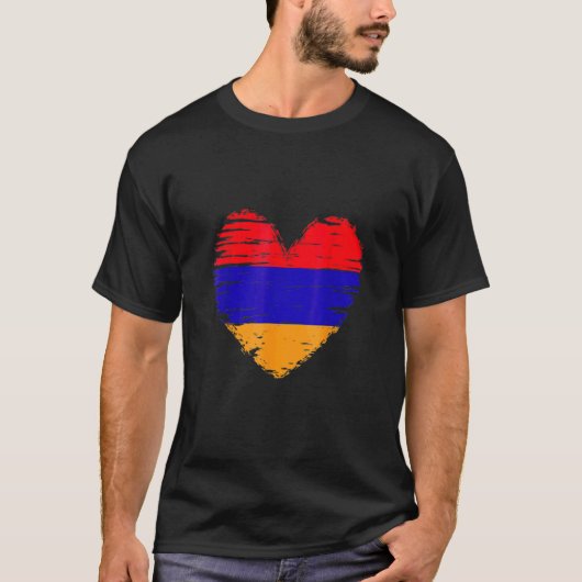 Armenia Heart Armenian Flag Armenian Pride T-shirt (Voorkant)