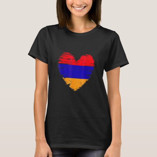 Armenia Heart Armenian Flag Armenian Pride T-shirt (Voorkant)