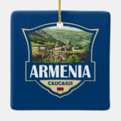 Armenia Illustration Retro Badge Keramisch Ornament (Achterkant)