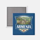Armenia Illustration Retro Badge Magneet (Voorkant / Achterkant)