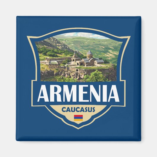 Armenia Illustration Retro Badge Magneet (Voorkant)