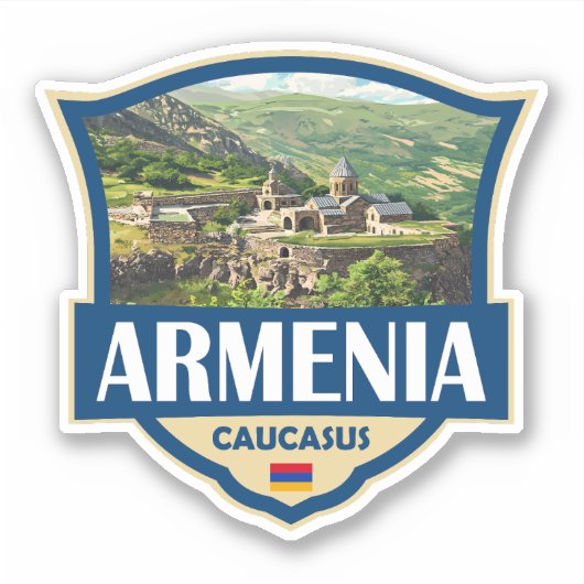 Armenia Illustration Retro Badge Sticker (Voorkant)