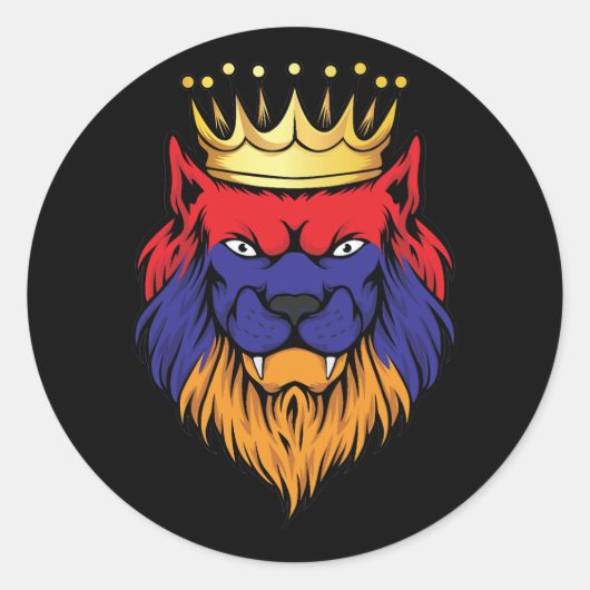 Armenia Lion King vlag Ronde Sticker (Voorkant)