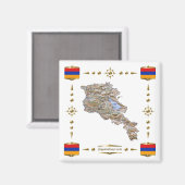 Armenia Map + Flags Magnet (Voorkant / Achterkant)