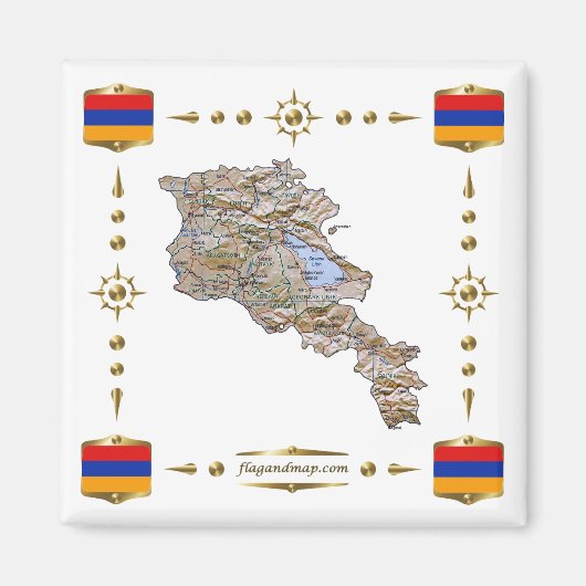 Armenia Map + Flags Magnet (Voorkant)